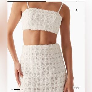 Aje Ivory Textured Crop Top